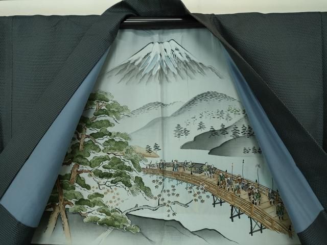 平和屋着物○男性 紬 アンサンブル 80亀甲 総詰め 正絹 逸品  