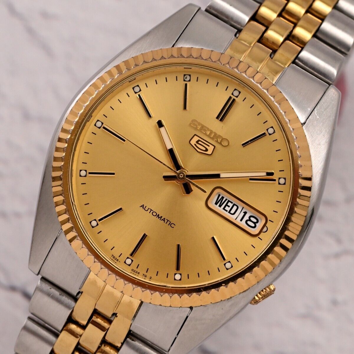 SEIKO】セイコー 5 Automatic 7S26-0500 Day/Date Gold tone dial ...