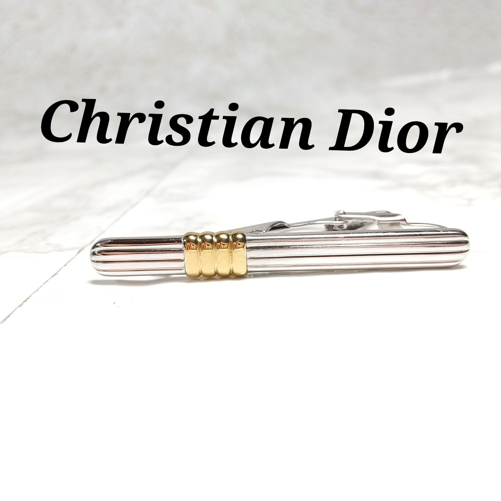 美品 クリスチャンディオール Dior シルバー ゴールド ネクタイ