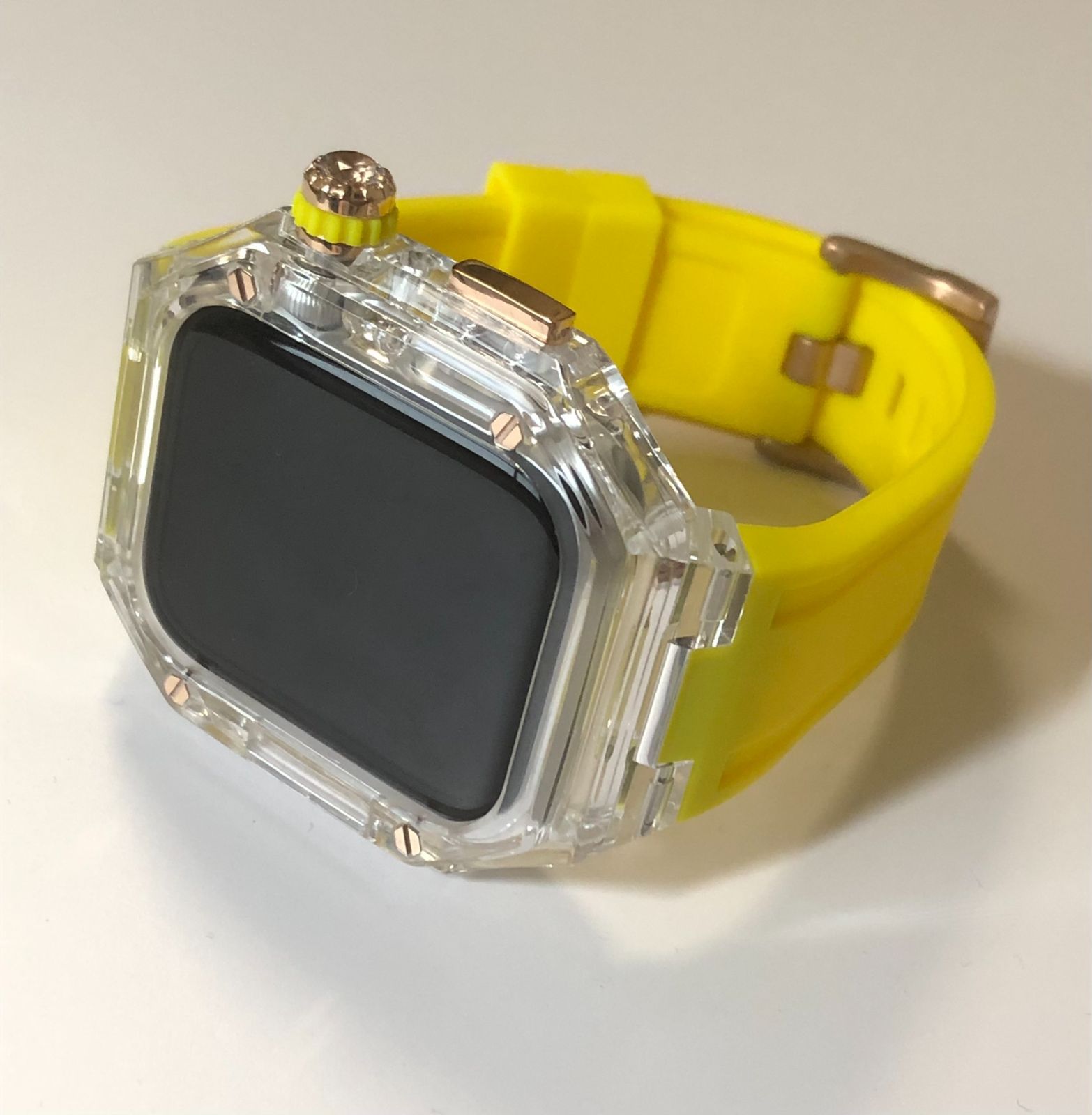 GimelZayin zc ローズゴールド クリア イエロー☆アップルウォッチ 