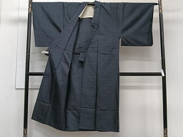 平和屋着物○男性 髭紬 濃紺色 キングサイズ 正絹 逸品 CAAX0913vf