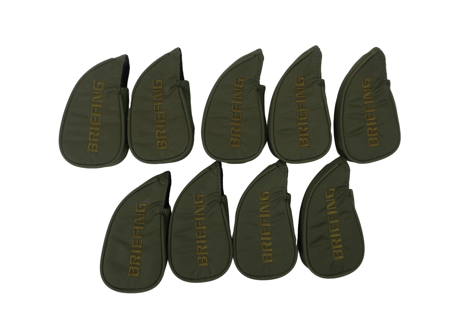 超 BRIEFING ブリーフィング アイアンカバー9点セット カーキ I 5-9 AW SW PW X ゴルフ用品 2507-0215