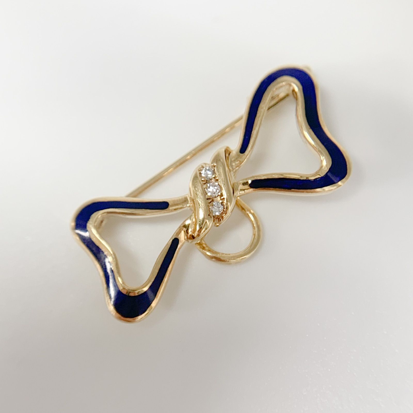 FABERGEファベルジェ 天然ダイヤモンド０．０３５ct エナメル 18Kt ブローチ