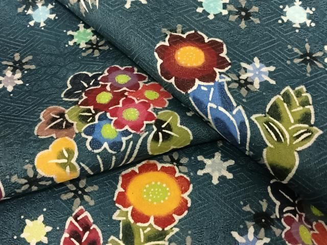 ミニチュア着物　文箱　ゆうページ 平和屋着物○上質な小紋 紅型 風絵抄 草花文 仮絵羽 正絹 逸品