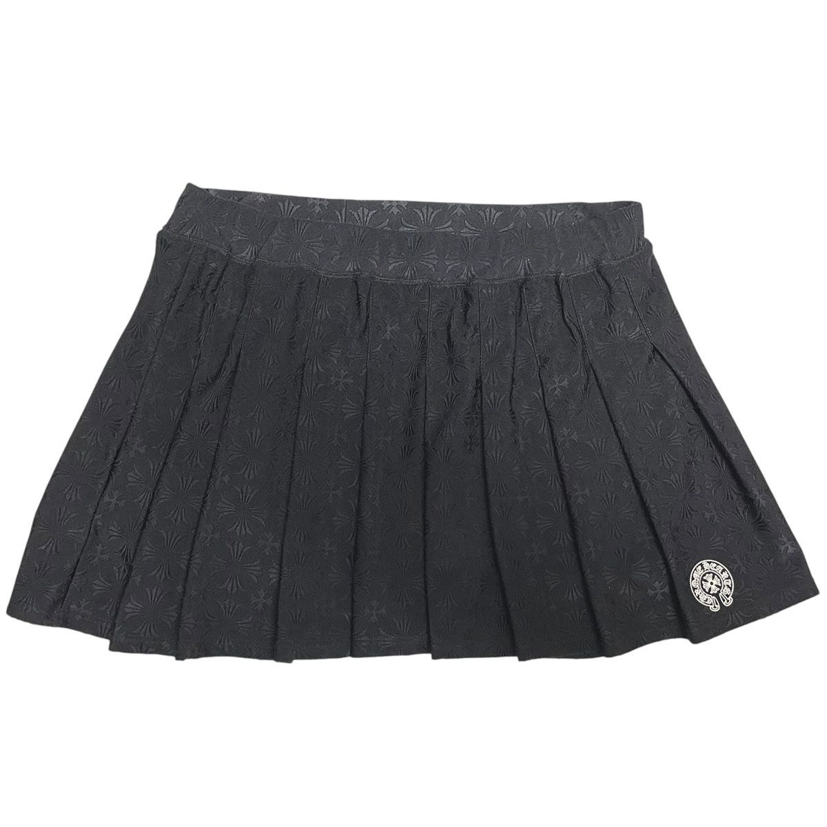 CHROME HEARTS クロムハーツ CHプラス総柄 キュロットスカート Sサイズ ブラック 黒 プリーツ ナイロン ポリウレタン 25031363 RS