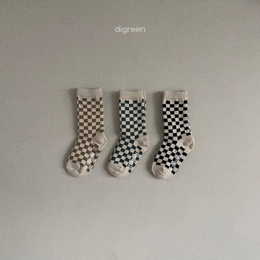 韓国 digreen checkerboard socks 3足セット XL - 通販 - honda