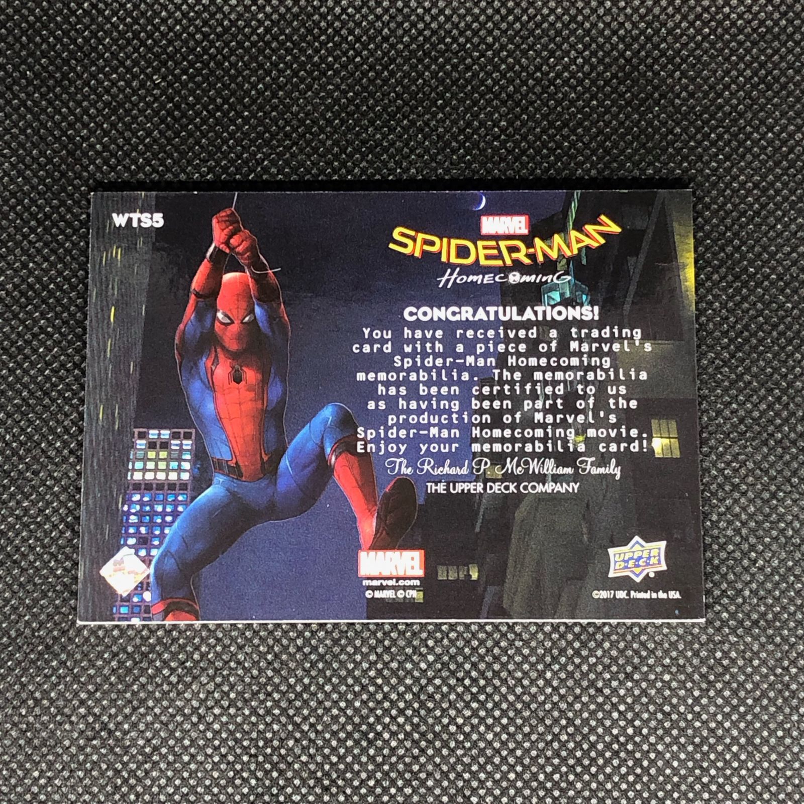 スパイダーマン ホームカミング 衣装カード Marvel WTS5