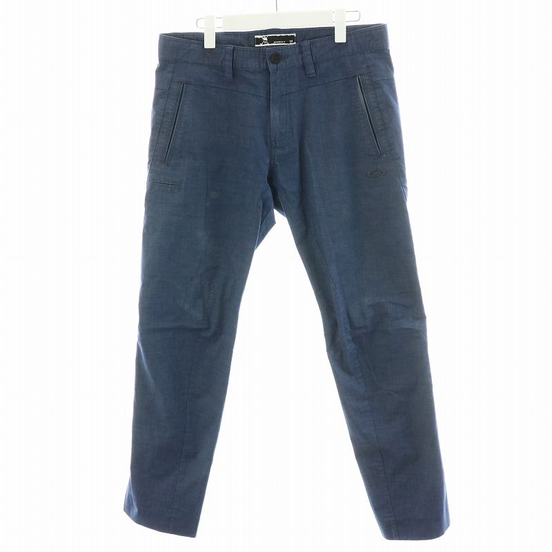 オークリー OAKLEY パンツ スラックス ゴルフウェア ジッパーフライ コットン 34 M 青 ブルー AN40