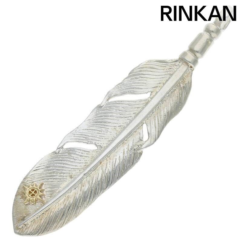 レッドマン メタル付き大フェザー 右向き シルバーネックレストップ