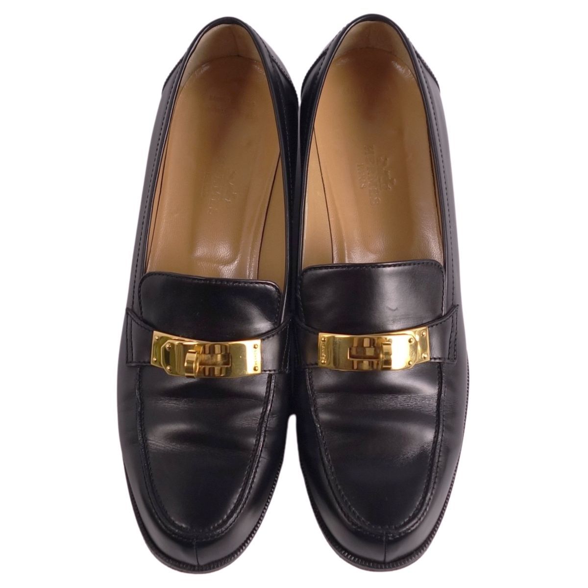 美品 エルメス HERMES ローファー デスタン モカシン ケリー金具