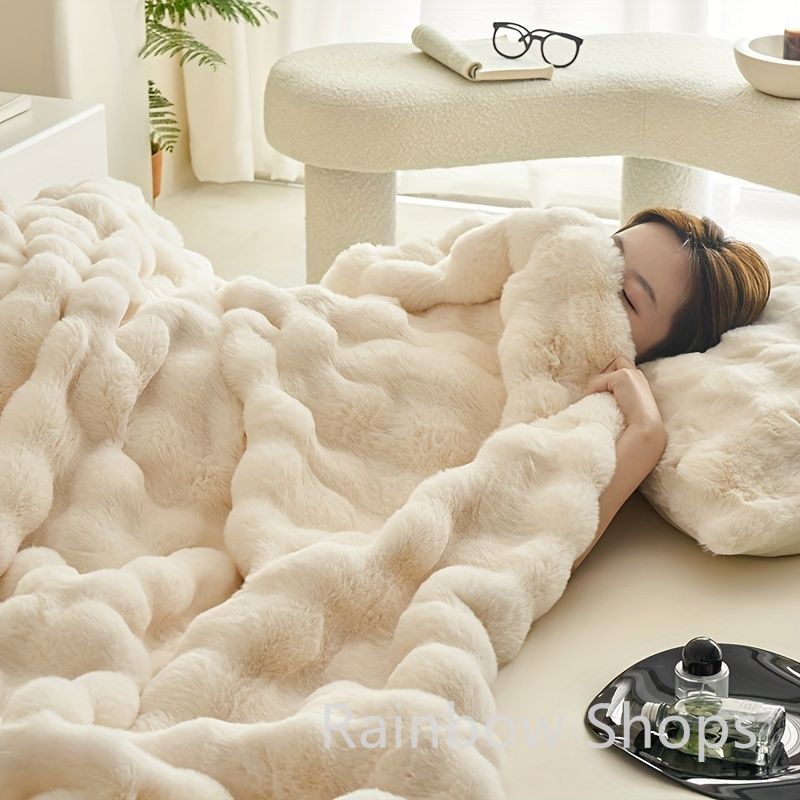 毛布 ふわとろ もこもこ ブランケット サイズ200×230cm 両面フェイクラビットフリースブランケット ゲストルーム ソファ ひざ掛け 掛け毛布 ラグジュアリー おしゃれ あったか 暖かい ベージュ ミルクコーヒー ダークグレー ピンク 4色展開cp3