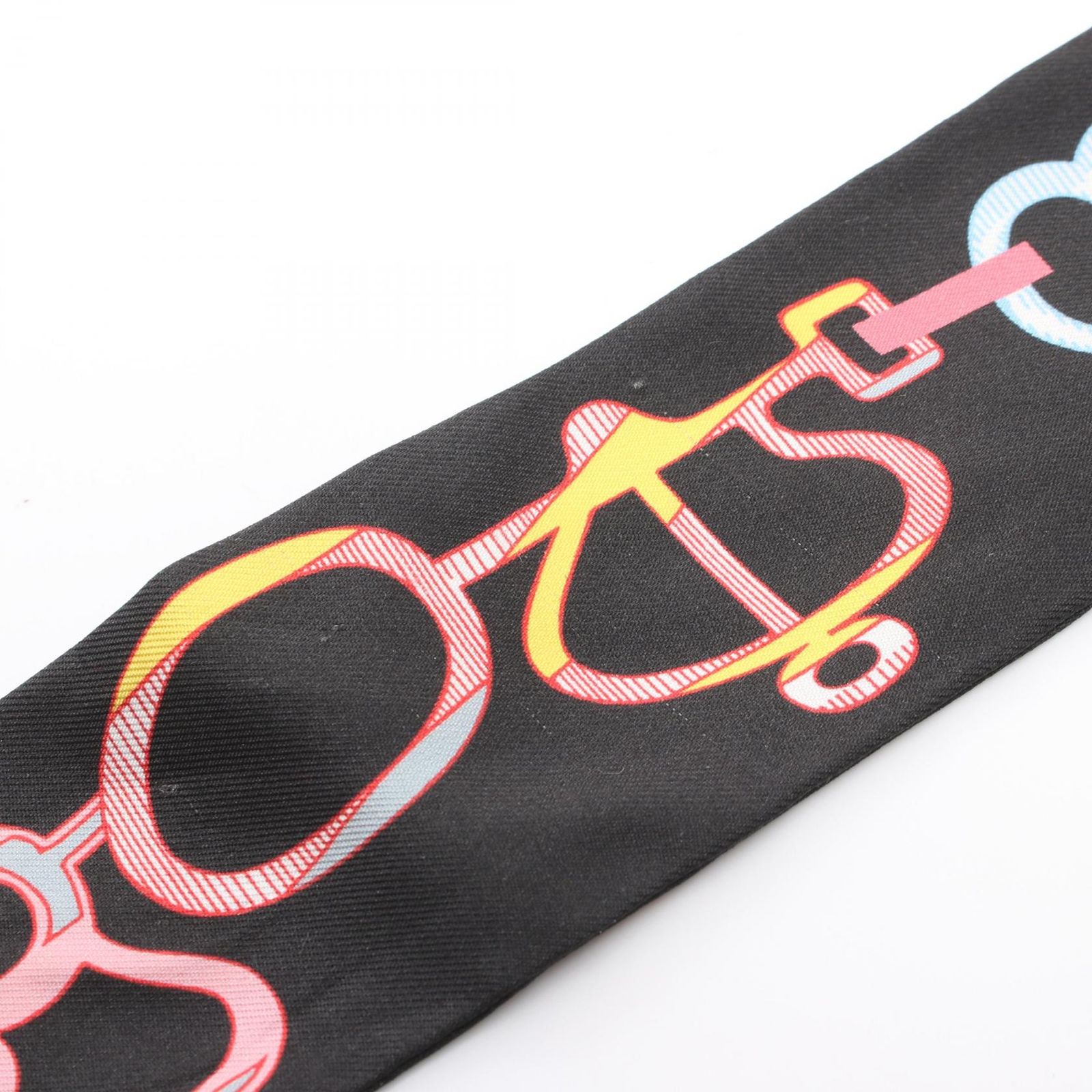 エルメス HERMES スカーフ ツイリー DO RE BOUCLES ブラック シルク