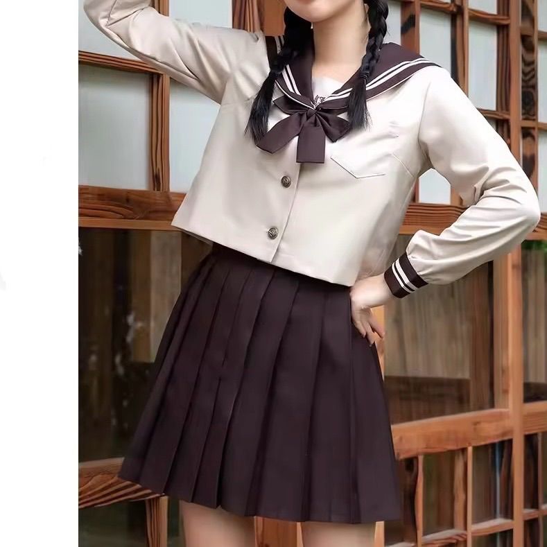 新品未使用 S - 3L セーラー服 ブラウン 制服 コスプレ 新品未使用 S - 3L セーラー服 ブラウン 制服 コスプレ