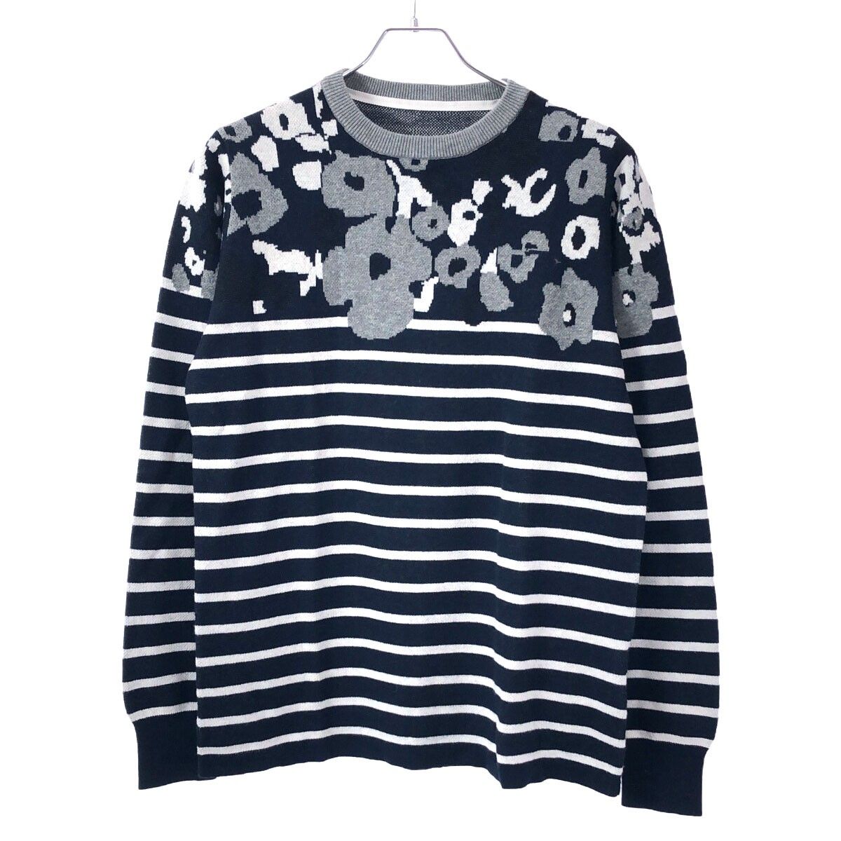 sacai サカイ 14SS フローラルボーダーニットセーター ネイビー