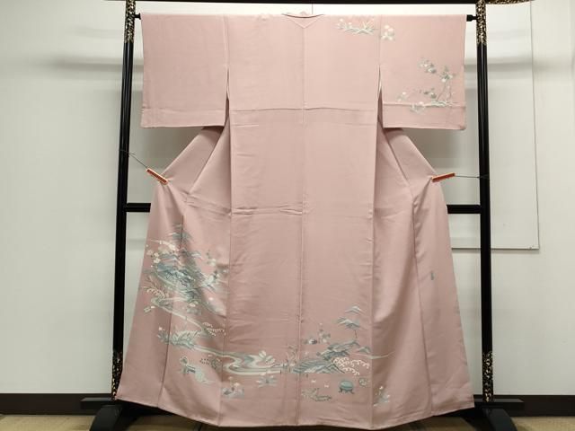 平和屋着物○名門・上野家 上野街子 清染居 訪問着 風景流水草花文