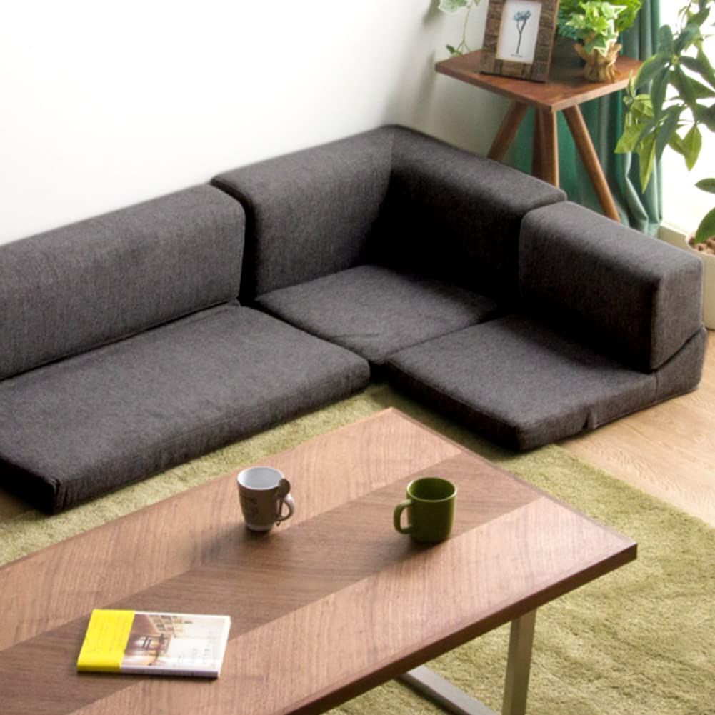 ダークブラウン ファブリックソファ ベッド機能付き ベット に なる