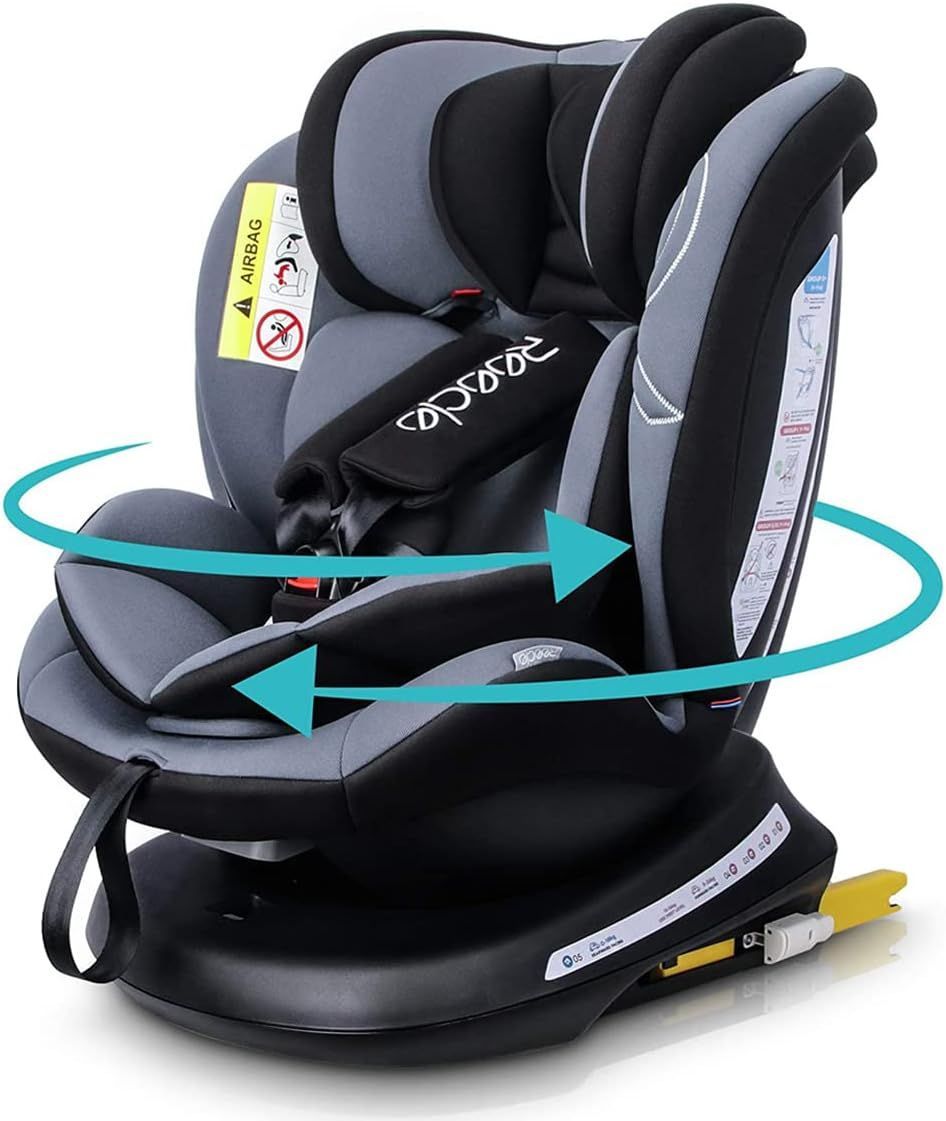 【新品・未開封品】 Reecle チャイルドシート 360度回転式 新生児~12歳頃 ISOFIX対応 シートベルト固定 ブラック K0726 0808ML004 0120240807100258