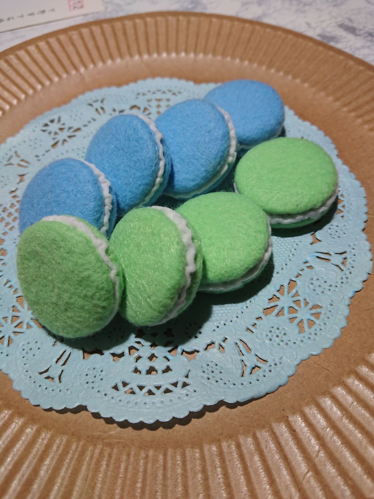 マカロン 水色×きみどり色 8個セット - メルカリ