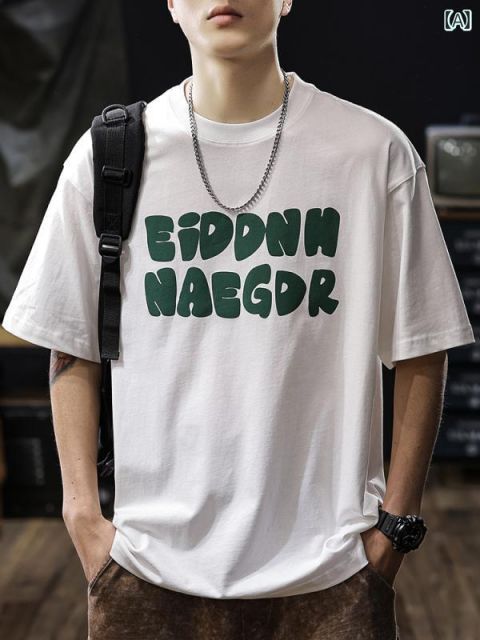 [3XL ]秋冬 コーデ メンズ  服 シンプル ファッション オシャレ 大人 かっこいい 大きいサイズ ストリート 紳士服  ヘビー 綿 半袖 T シャツ プリント 