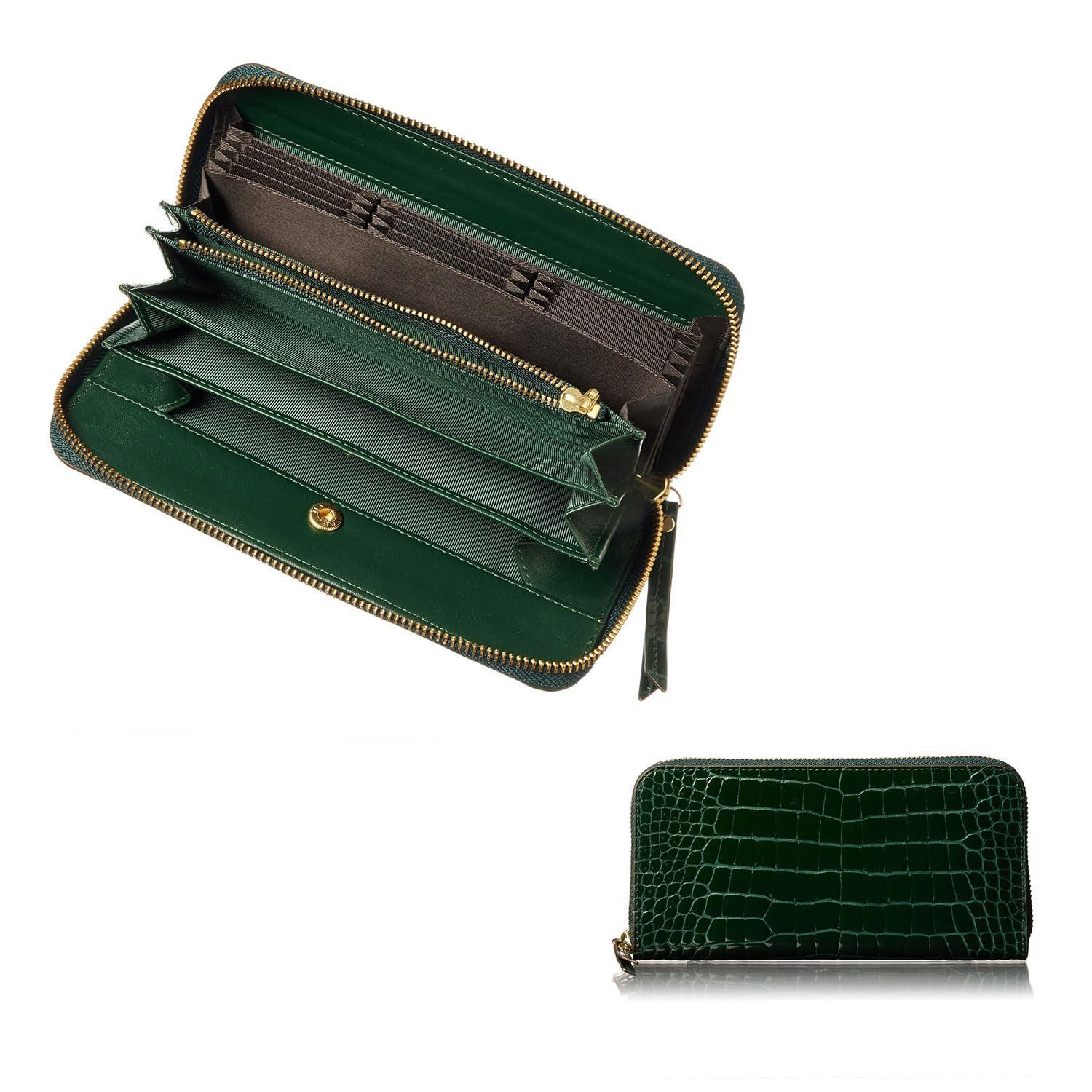 おいしい Green VOICE Align アライン イタリア TUSCANIA社製 Greta Fix メンズ レディース 長財布 お洒落で品がありフランスの 一流 ブランド でも使用している クロコ 型押し カード 縦型収納 牛革 ギフト箱入り Green 愛らしい