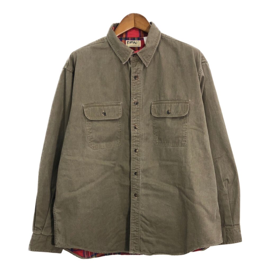 80年代 L.L.Bean エルエルビーン シャツジャケット アウトドア カーキ (メンズ XL) 中古 古着 R7440