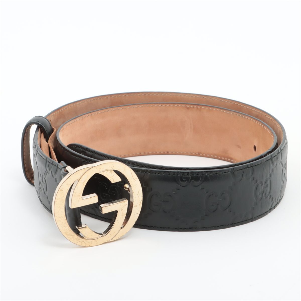 GUCCI/グッチ シマ インターロッキング Gベルト 85/34 GP×革