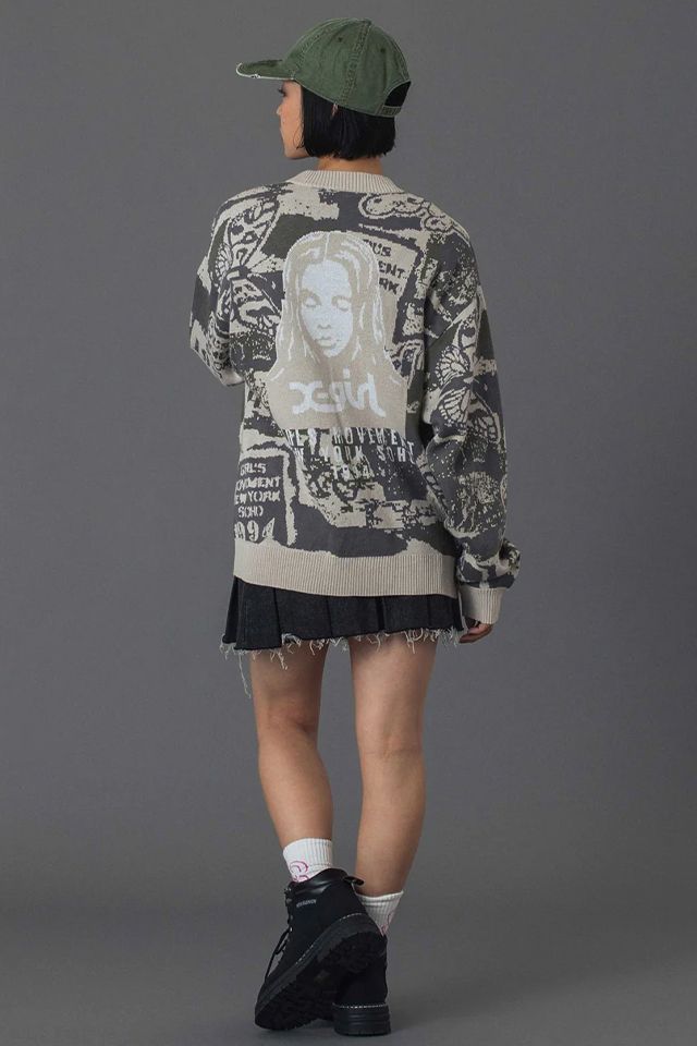 CARDIGAN コラージュグラフィックジャガードニットカーディガン