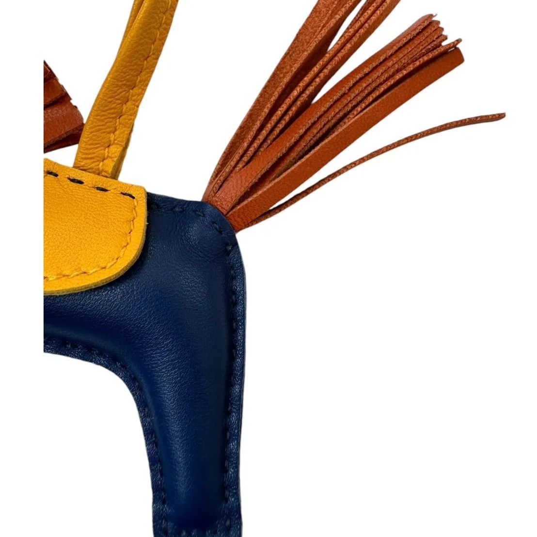 美品】 HERMÈSロデオMM バッグチャーム アニョーミロ ブルー×イエロー