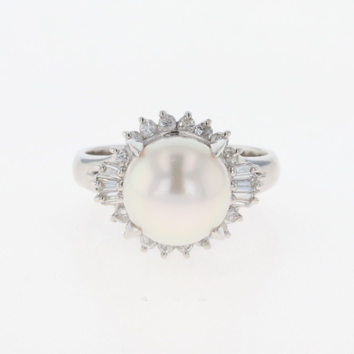 在庫一掃】 パール デザインリング プラチナ 指輪 メレダイヤ 真珠  