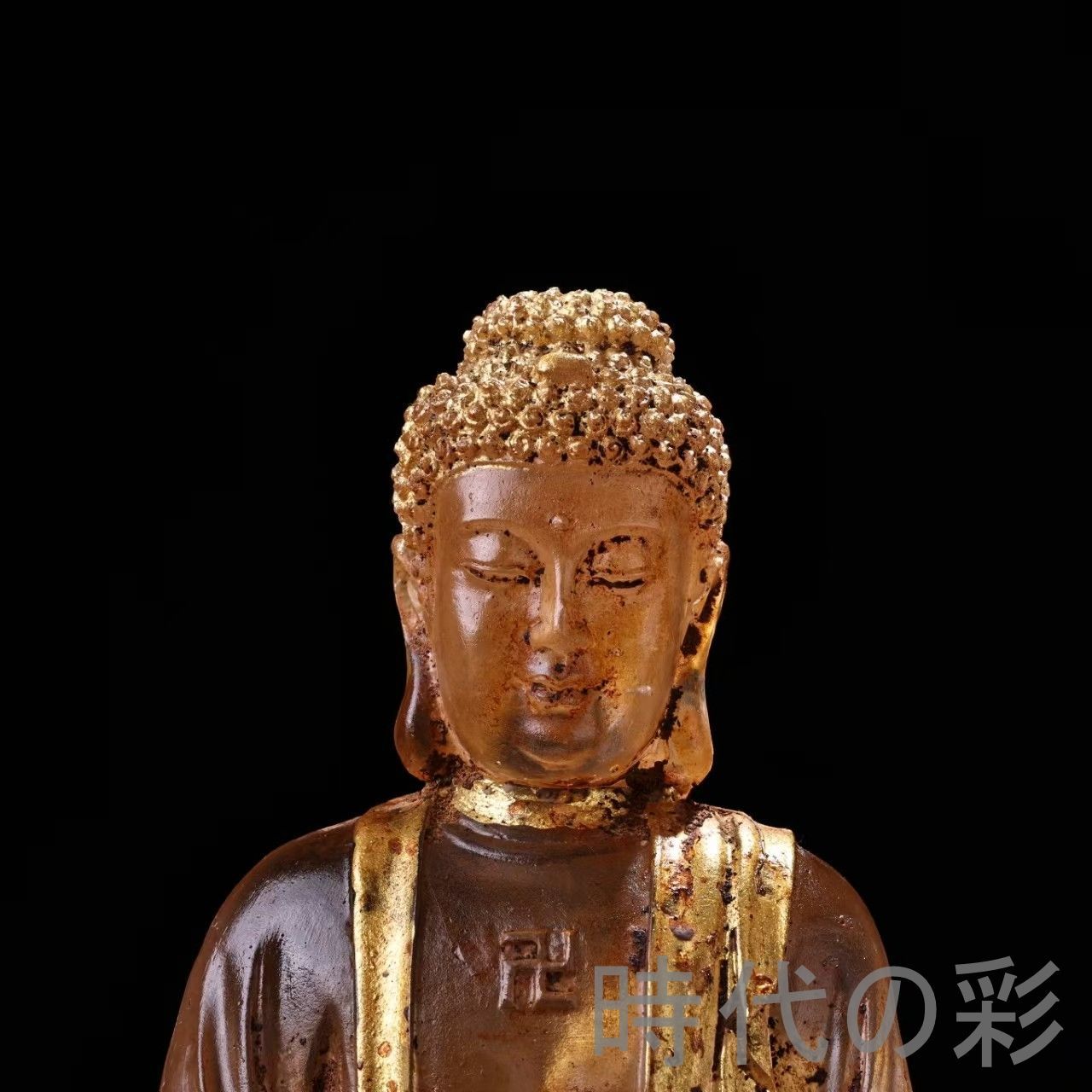 中国古美術 旧蔵 清代 水晶 金メッキ 釈迦牟尼佛像 古玩 細工 古賞物 置物 時代物 収集 古美味 旧家蔵出 R07100336