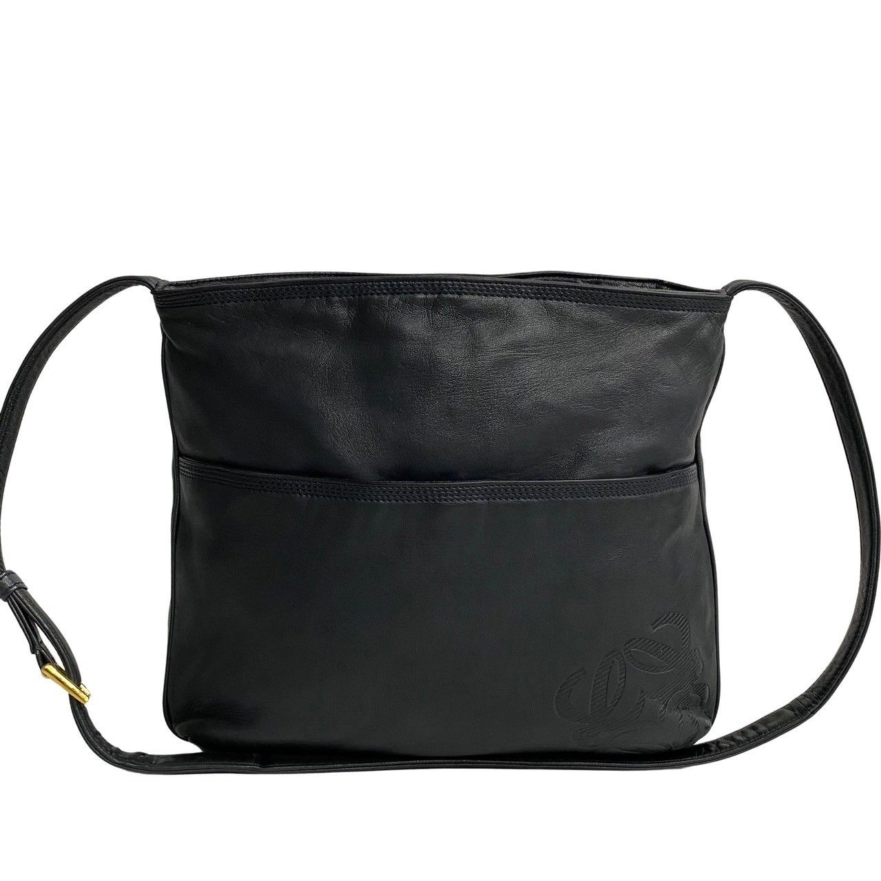 ロエベ ビンテージショルダーバッグ アナグラム ネイビー ナッパレザー LOEWE ロエベ ショルダーバッグ ネイビー アナグラム ナッパ