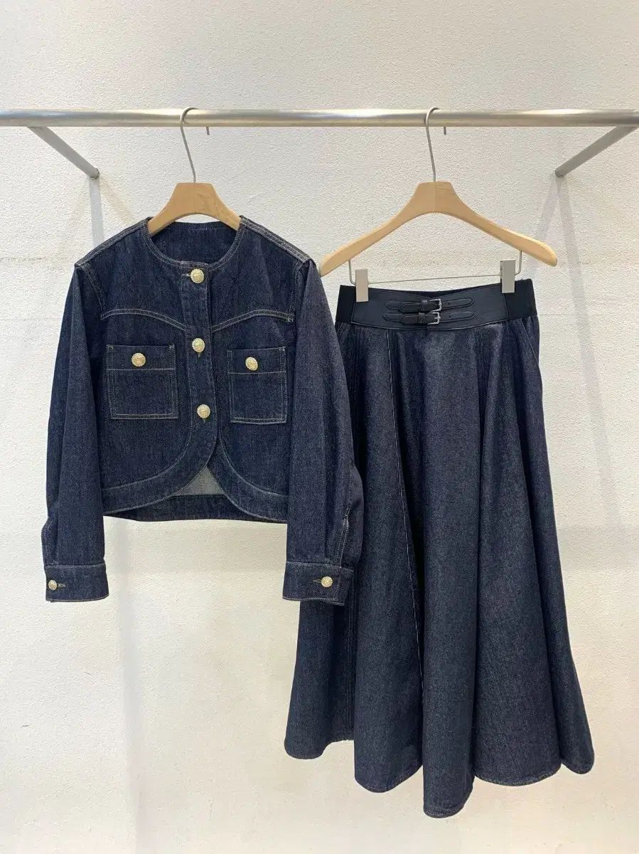 サンキュー ワンポイント デニム ボレロ ジャケット スカート セット