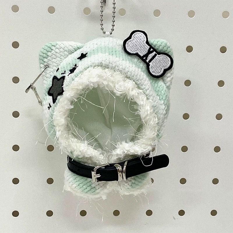 10cm】6色 猫耳 もこもこ パーカー ポンチョ グレー ボーダー