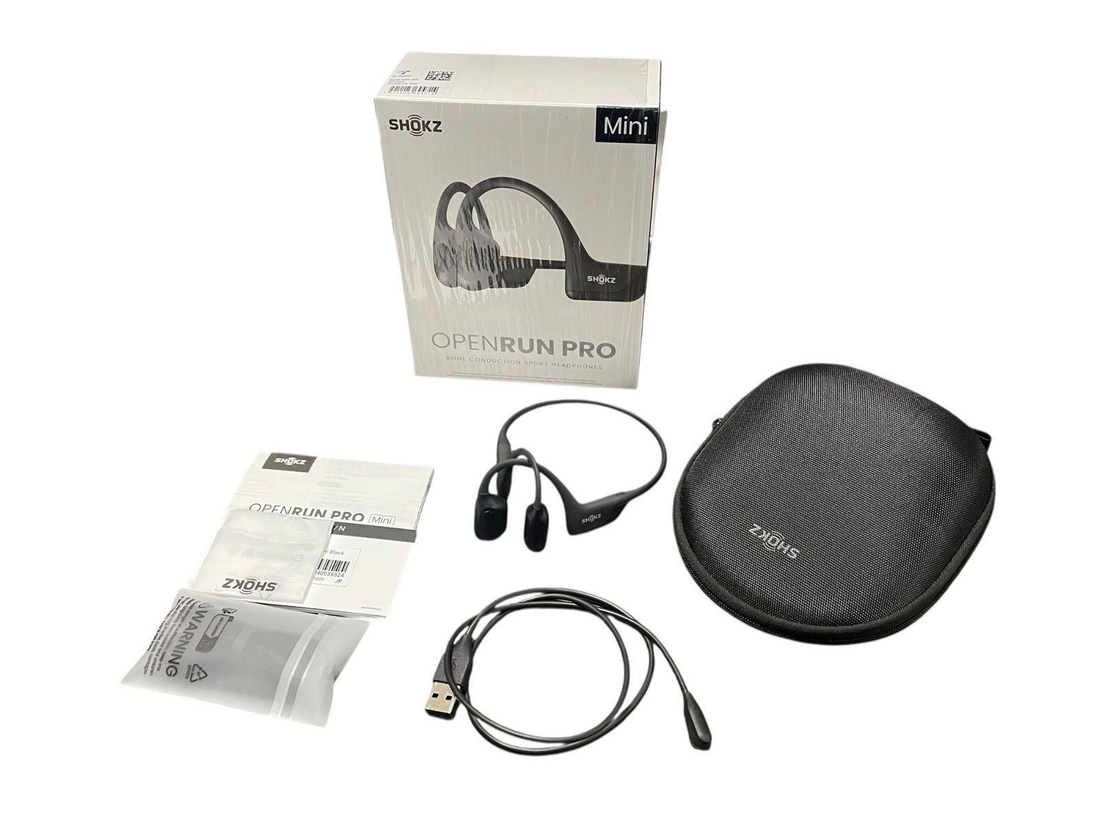 Shokz OpenRun Pro Mini S811 ブラック 骨伝導イヤホン 動作 済み Bランク 外箱 ケース 充電ケーブル バンド付属