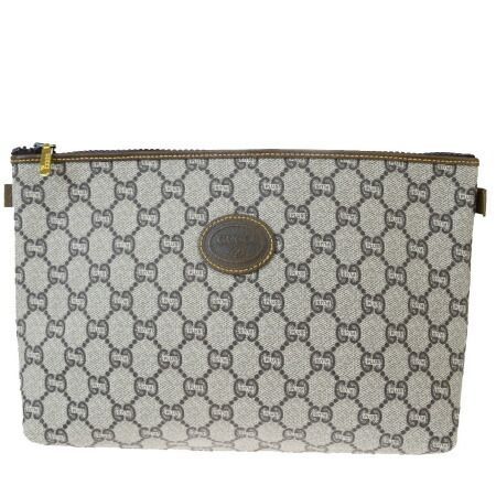 【中古】 グッチプラス GUCCI PLUS クラッチバッグ ポーチ ブラウン PVC レザー 02EY549