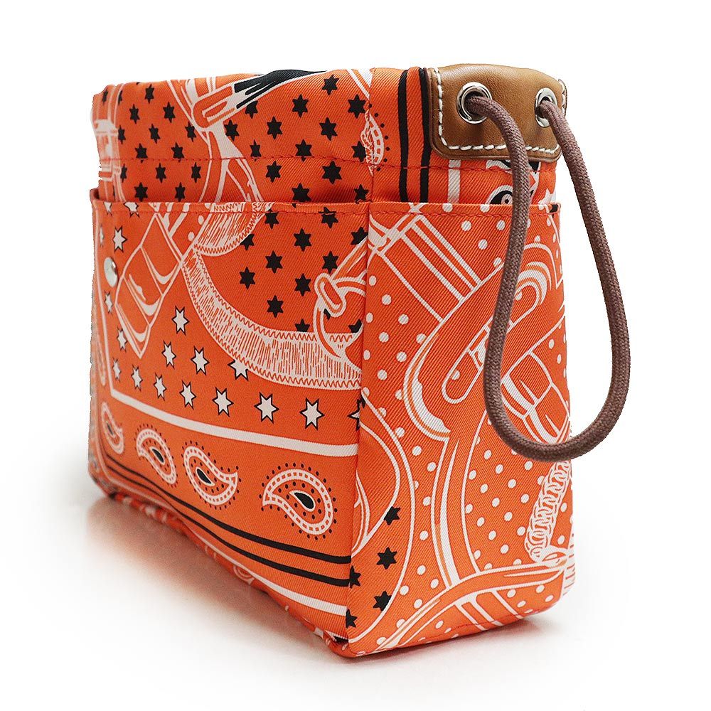 A*i様 即日発送 　極美品エルメス オレンジ ポーチ エルメス ポーチ クラッチ バッグ かばん キャンバス オレンジ