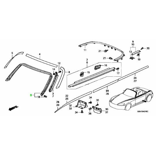 純正 ホンダ S2000 フロントウィンドウ ウェザーストリップ ルーフピラー モール AP2 Honda front weather strip  roof pillar molding - メルカリ