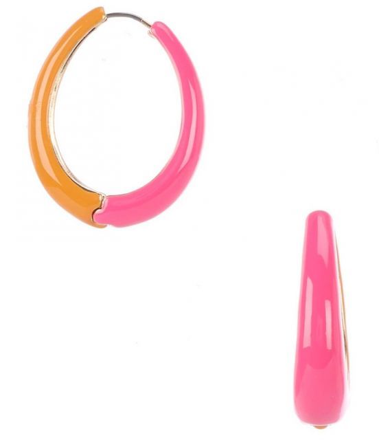 【送料無料】 アンナ&アヴァ レディース ピアス・イヤリング アクセサリー Pink & Orange Epoxy Oval Hoop Earrings Gold/Pink