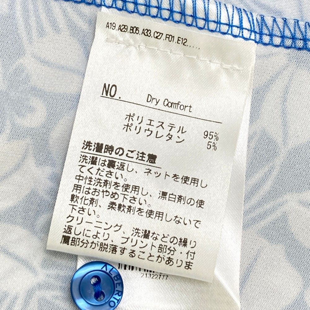 サイズ：M ALBERTO アルベルト 半袖ポロシャツ 花柄 ブルー系