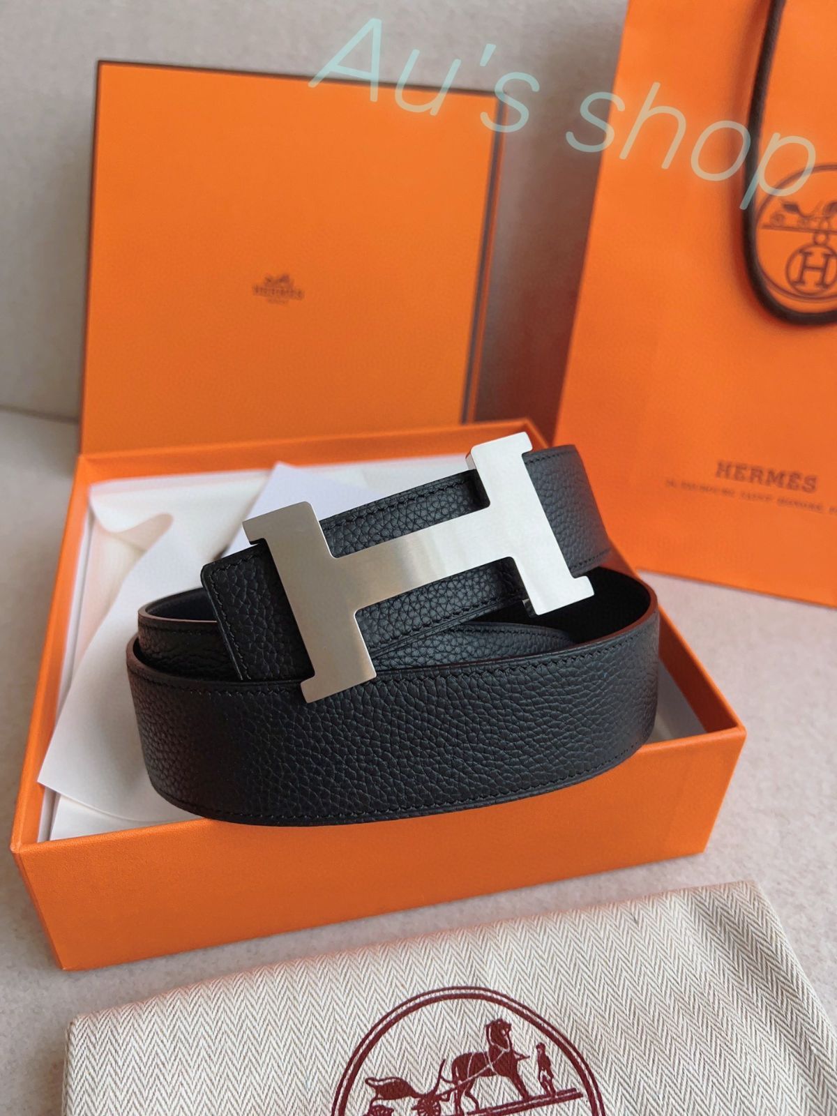 HERMES エルメス ベルト リバーシブル  シルバー バックル 38mm