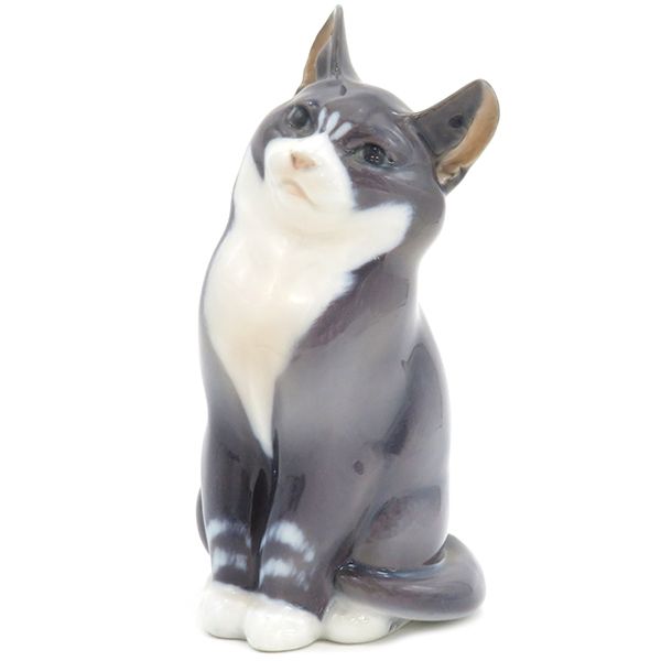 ロイヤルコペンハーゲン ROYAL COPENHAGEN オブジェ フィギュリン 陶磁器 グレー ネコ 猫 置物