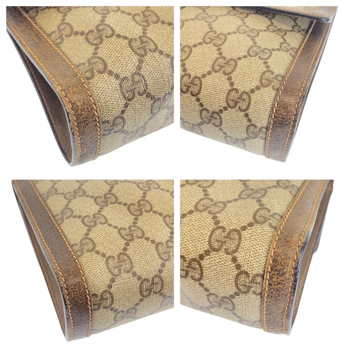GUCCI シェリーライン クラッチバッグ GG ベージュ レザー ヴィンテージ ✨美品✨GUCCI シェリーライン GG クラッチバッグ レザー