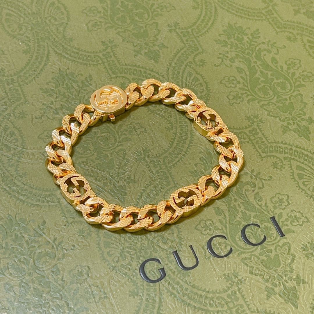 GUCCI インターロッキングG チェーンブブレスレット ゴールド メタル