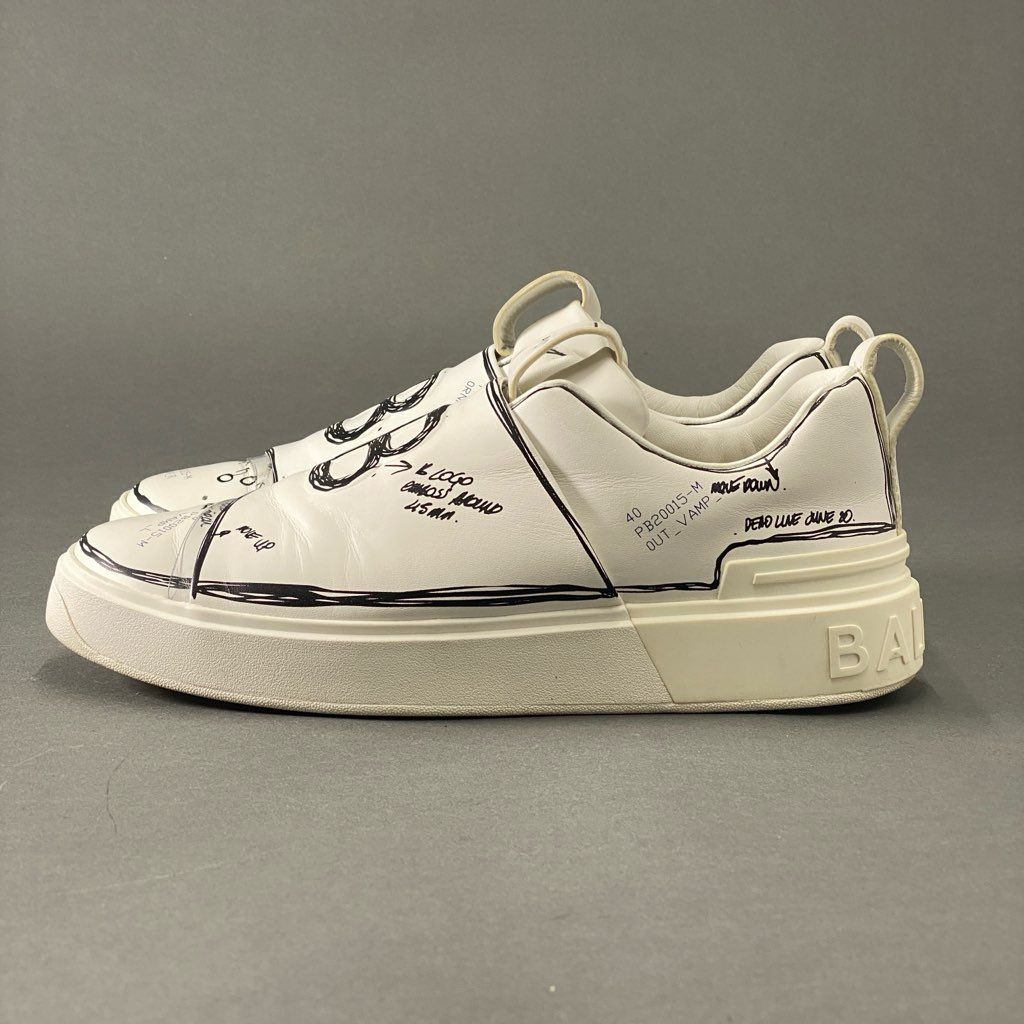 6d12 BALMAIN バルマン B Court Sketch Effect Sneaker Bコート