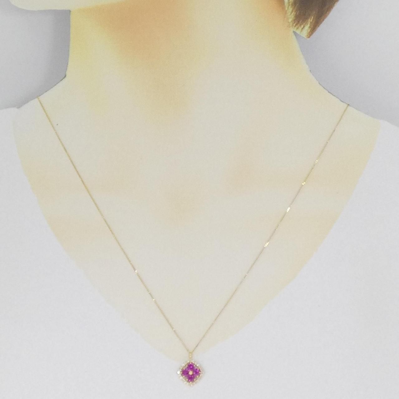 新品】K18YG フラワー ルビー ネックレス 0.60CT - メルカリ 