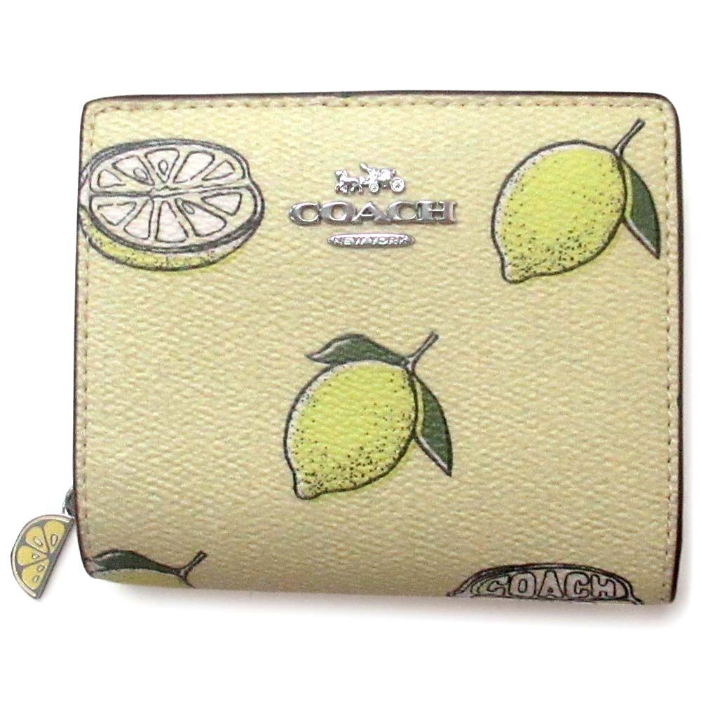 レモンチャーム付き♪【Coach】レモン柄 スナップウォレット 新品 未使用】コーチ 財布 COACH アウトレット コーチ スナップ