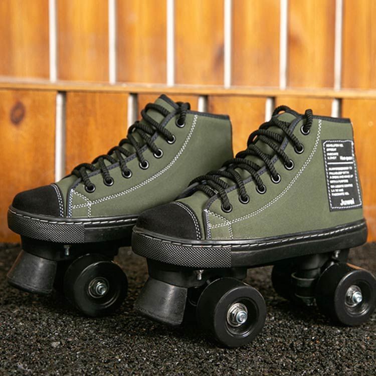 ローラースケート 大人 ローラーシューズ キャンパス 帆布 四輪 二列 ローラーブーツ インラインスケート 上級者 入門向け 通気性 スポーツ用品 運動 成人 男女兼用 シンプル ブラック 黒 erika 4762
