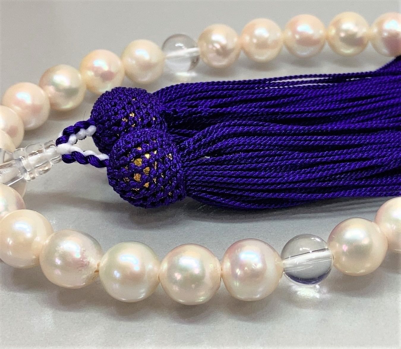 あこや真珠　数珠　念珠　大珠　全宗派使用可能　保証＆手引き付 あこや真珠 念珠 数珠 全宗派使用可能 赤メノウ 保証&手引き付き