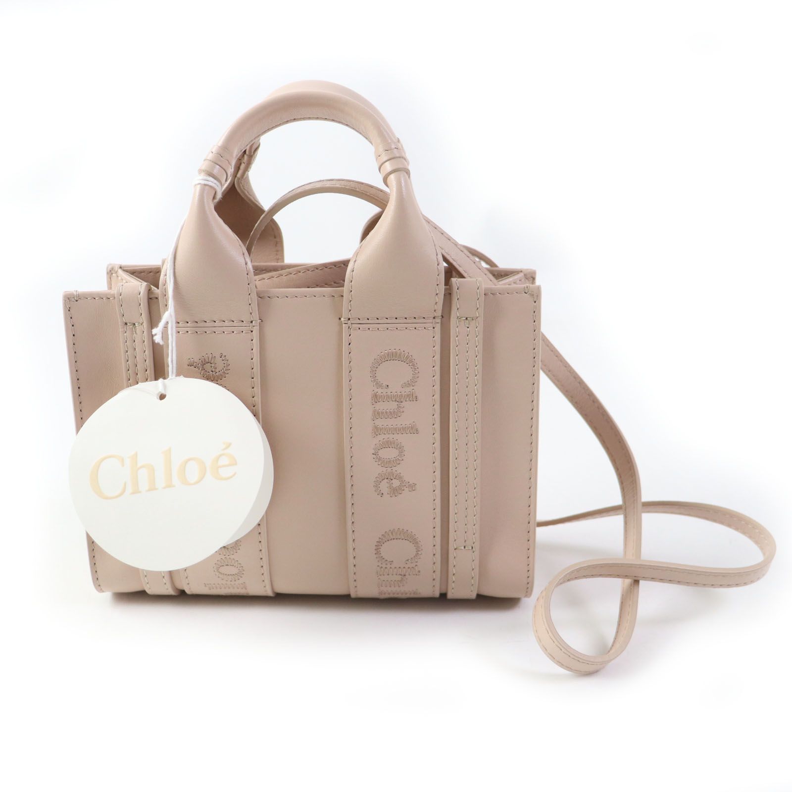 未使用品 Chloe クロエ CHC23UP237I60615 WOODY Cement Pink スムースカーフスキン ロゴ入り ミニトートバッグ/ ショルダーバッグ 保存袋付き イタリア製 レディース - メルカリ