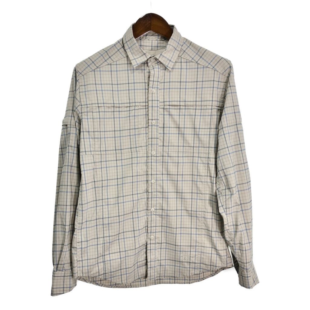 REI アール・イー・アイ 長袖シャツ アウトドア チェック ベージュ (メンズ S) 中古 古着 R8982